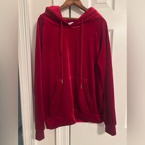 Deep/Dark Red Velour-Like Hoodie